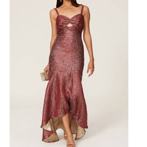 Monique Lhuillier Metallic High Low Gown 4
